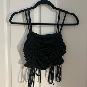 Black ruched crop top